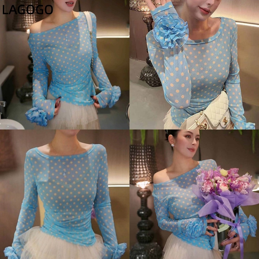 ดอกไม้เย็บ Polka Dot ครีมกันแดดเสื้อผู้หญิงฤดูร้อนสไตล์ใหม่ออกแบบ Slim-fit Slimmer