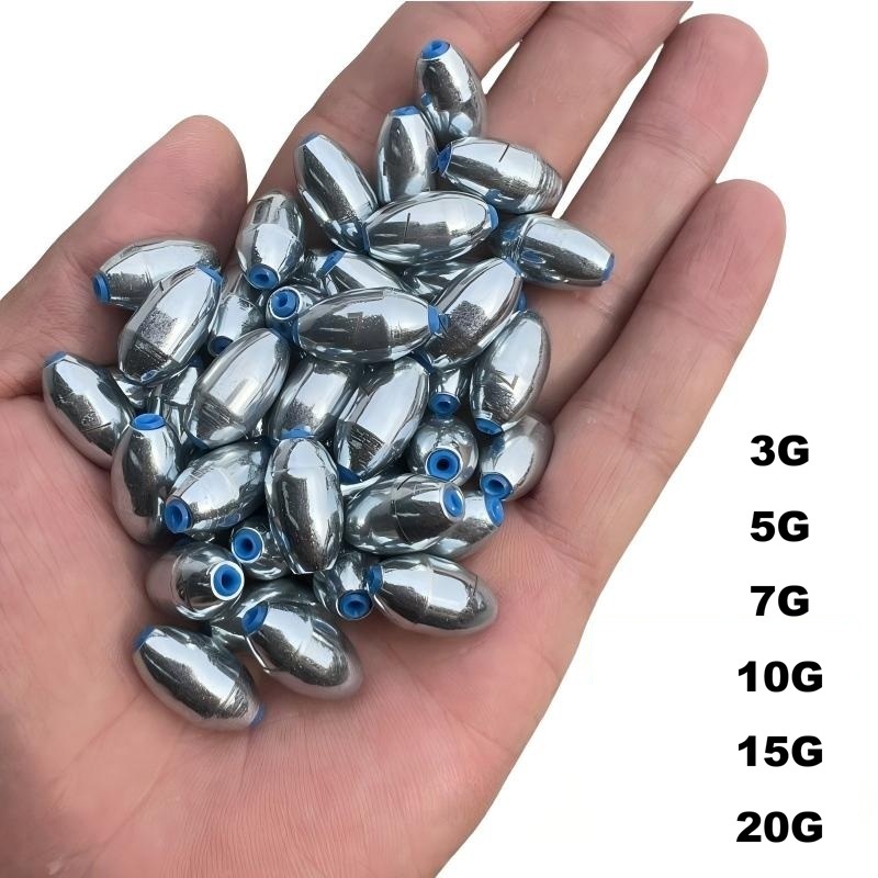 10 ชิ้นพลาสติก Core Olive Shape Fishing Lead Sinkers, Fast Sinking น้ําหนัก Sinkers Fishing Tackle อุปกรณ์เสริมในสต็อก