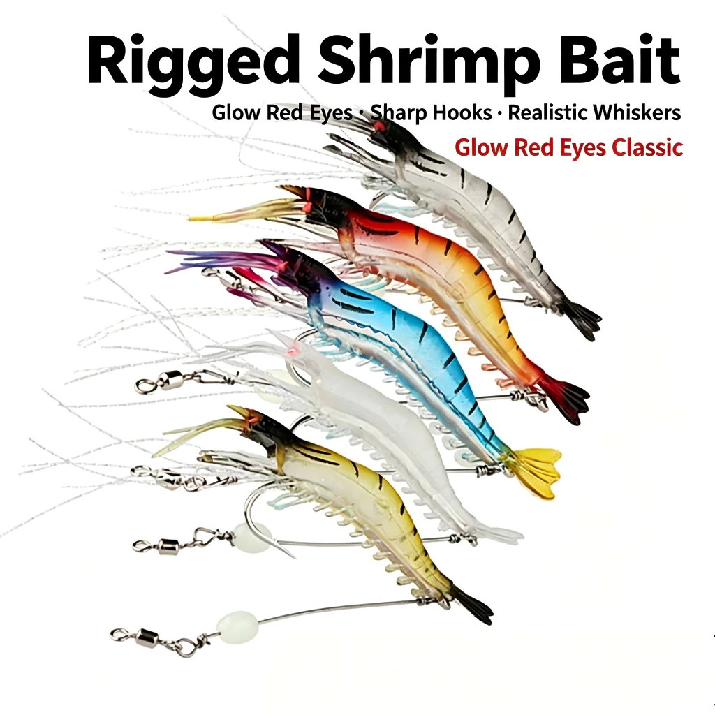 7 สี Luminous ซิลิโคนกุ้ง Soft Lures, 9 ซม.6g ประดิษฐ์ Prawn เหยื่อน้ําเค็มตกปลาน้ําจืด Tackle แพ็คเดียว
