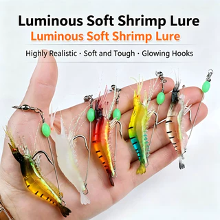 7 สี Luminous ซิลิโคนกุ้ง Soft Lures, 9 ซม.6g ประดิษฐ์ Prawn เหยื่อน้ําเค็มตกปลาน้ําจืด Tackle แพ็คเดียว