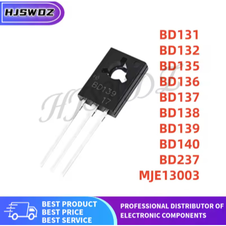 10PCS BD131 BD132 BD135 BD136 BD137 BD138 BD139 BD140 BD237 MJE13003 TO-126 ทรานซิสเตอร์พลังงาน 100%