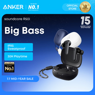 ANKER soundcore R50i True Wireless Earbuds, Big Bass, Bluetooth 5.3, 30H Long Playtime, Water-Resistant, 2 Mics for AI Clear Calls, 22 Preset EQs-A3949