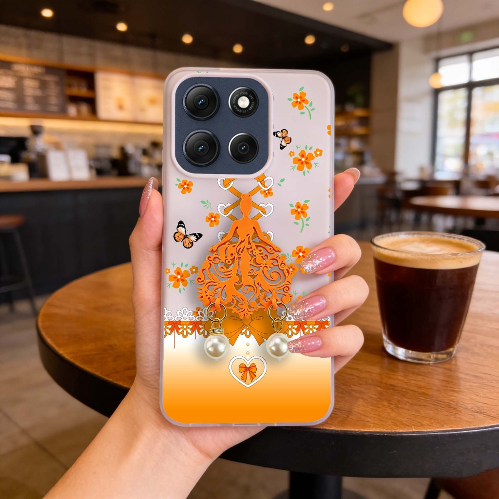 เคสโทรศัพท์เจ้าหญิงผีเสื้อจี้มุกสําหรับ Motorola Moto G55 G56 G66J G60 G64 G73 G75 G84 G86 Power 4G 