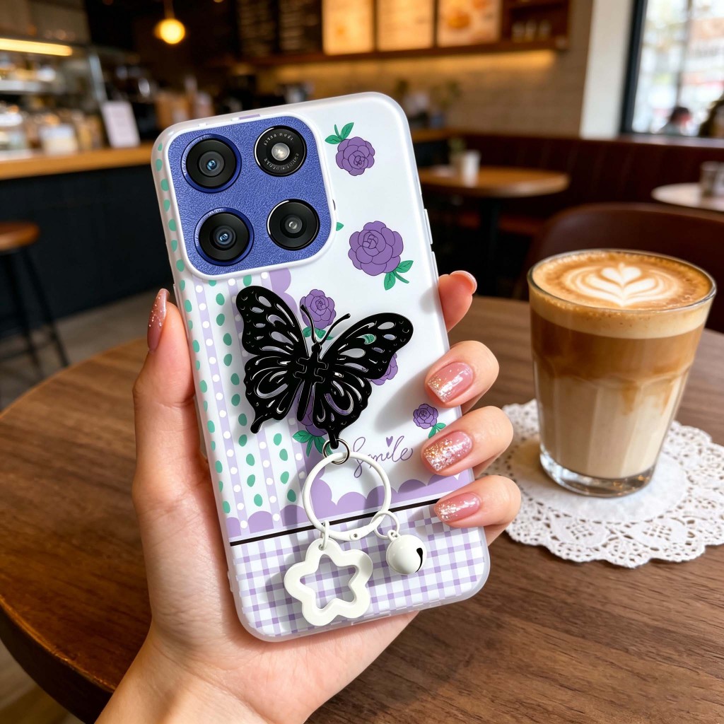 น่ารักดอกไม้ผีเสื้อจี้นุ่มเคสโทรศัพท์ Fit สําหรับ Motorola Moto G55 G56 G66J G60 G64 G73 G75 G84 G86