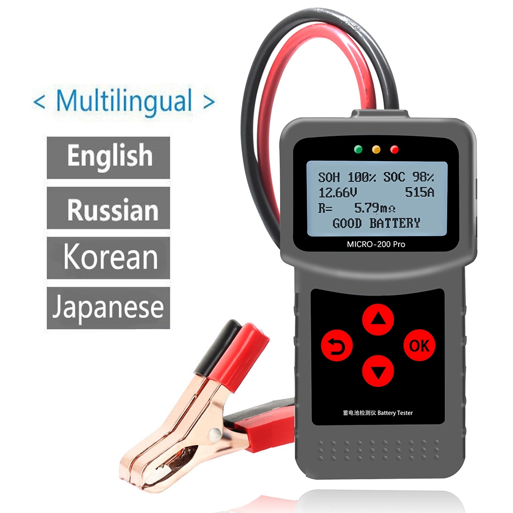 LANCOL Micro-200Pro 12V 24V เครื่องทดสอบแบตเตอรี่รถยนต์เครื่องมือวินิจฉัยเครื่องทดสอบแบตเตอรี่แบบพกพ