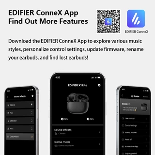 Edifier X1 Lite หูฟัง True Wireless บลูทูธ, เวลาใช้งาน 26 ชั่วโมง, บลูทูธ 5.4, AI ลดเสียงรบกวนในการโทร, เบสทรงพลัง, รองรับการชาร์จเร็ว, มาตรฐาน IP54