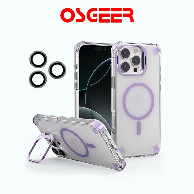 OSGEERกรอบเลนส์กล้อง เคสแม่เหล็กกันกระแทกขอบนิ่มTPUสำหรับiPhone11-16 Pro  17Promax