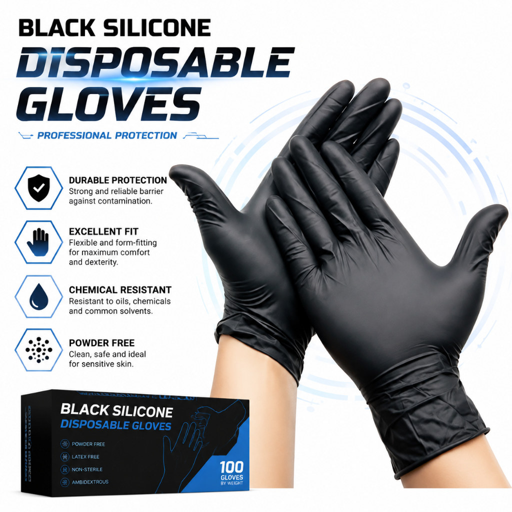 100pcs/box Black Strong Nitrile Gloves Powder Latex Free Mechanic Tattoo Gloves