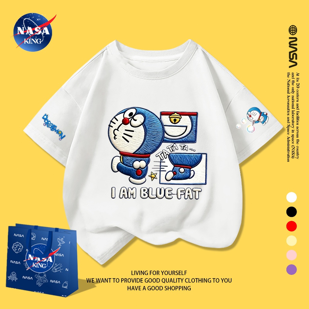 【ส่งเร็ว 24 ชม.】COD เสื้อยืดเด็ก Doraemon ผ้านุ่ม ลายการ์ตูนสุดน่ารัก ระบายอากาศดี ใส่สบายทุกวัน