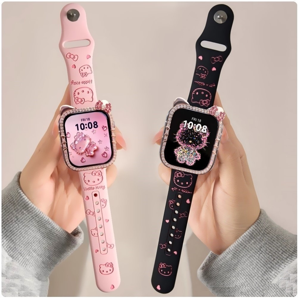 3D Carved Cat Strap Case For สาย Huawei Watch Fit 5 Strap Silicone Huawei Watch Fit 5 pro สาย Huawei Watch Fit 4 Strap Bling เคส Watch 5 Case Cute 5 pro Watch 3 เคส band 11 pro band 11 สาย