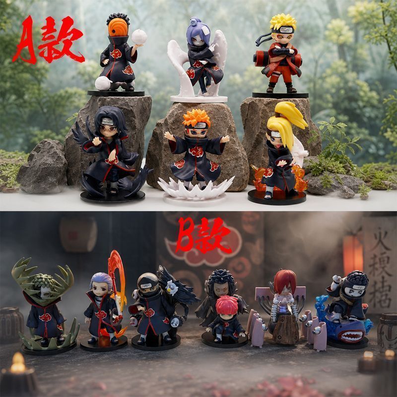 6 ชิ้น Naruto Shippuden Akatsuki Battle ตัวเลขการกระทําตุ๊กตาของเล่นสะสมตุ๊กตาแฟนของขวัญ