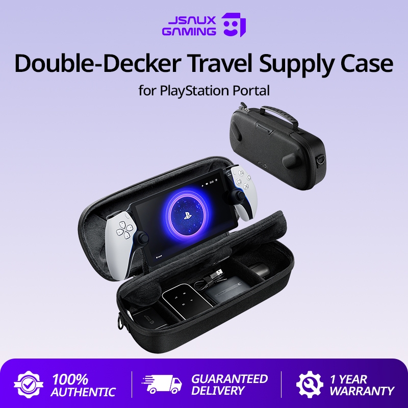 JSAUX Travel Carrying Case for PlayStation Portal, Dual-Layer Hard Shell Storage Bag with Adjustable Divider-BG0144