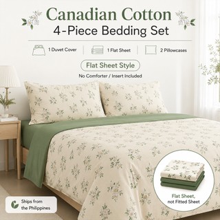 [PH Ready STOCK] 4in1 Bedding Set Canadian Cotton 3in1 Bedsheet Set Green Pink Floral No Lukot No Gusot 4-piece Sheet Set Duvet Cover with Zipper Single Double Queen King Pillow Case Comforter Cover Flat Bed Sheet Set Home Decor Flower 三件套 四件套