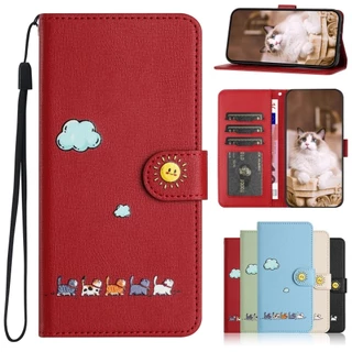เคสออปโป้ Case for OPPO Find X9 Reno 16F 16 12F 12 11F 11 F 10 Pro A6c A6s A6t A6x A5x A3x 4G A6 A5i A5 A3 Pro 5G A77s A77 A57 2022 A58 A78 A79 A74 เคสโทรศัพท์หนังฝาพับพร้อมช่องใส่บัตร Cartoon Cats Wallet PU Leather Cover With Card Slot ซองมือถือ KTM