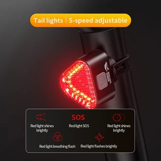 SMILING SHARK QXD345 ไฟ LED จักรยาน Super Bright ไฟท้ายจักรยาน 6 โหมดไฟด้านหน้า 5 โหมดไฟท้าย Type-c ชาร์จกันน้ํากลางแจ้งขี่จักรยาน Light ชุด