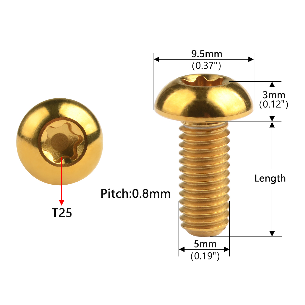 Wanyifa 12 ชิ้นไทเทเนียม Ti Bolt M5x10 12 มม. ที่ใส่ขวด T25 Torx หัวสกรูสำหรับอุปกรณ์ขี่จักรยาน — صورة 2
