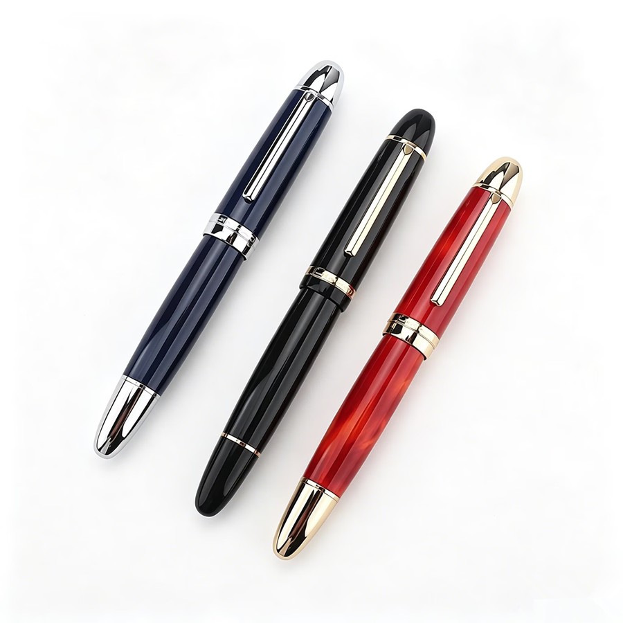 JINHAO X169 Fountain ปากกา Elegant Black Gold คลิปปากกา F/EF Nib เขียนหมึกปากกา X159 เครื่องเขียนโรง