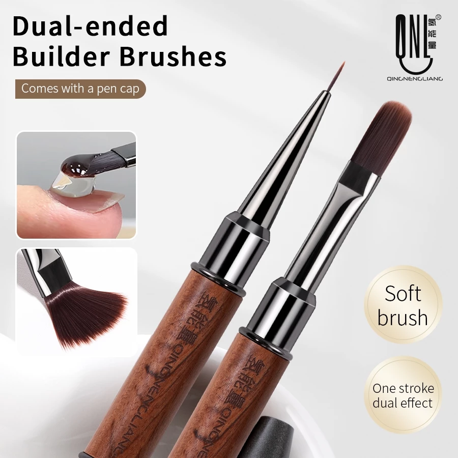 ปากกาแปรง Dual End ไม้จันทน์ ปลายคู่ คุณภาพแบรนด์ ลากเส้น+ต่อเจล พู่กันเพ้นท์เล็บ งานเจล อะคริลิค มือใหม่หัดใช้ พร้อมส่ง