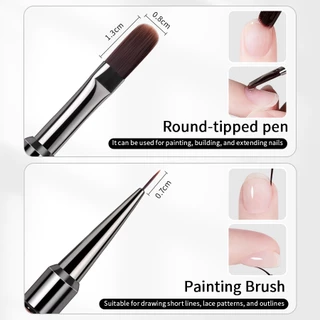 ปากกาแปรง Dual End ไม้จันทน์ ปลายคู่ คุณภาพแบรนด์ ลากเส้น+ต่อเจล พู่กันเพ้นท์เล็บ งานเจล อะคริลิค มือใหม่หัดใช้ พร้อมส่ง