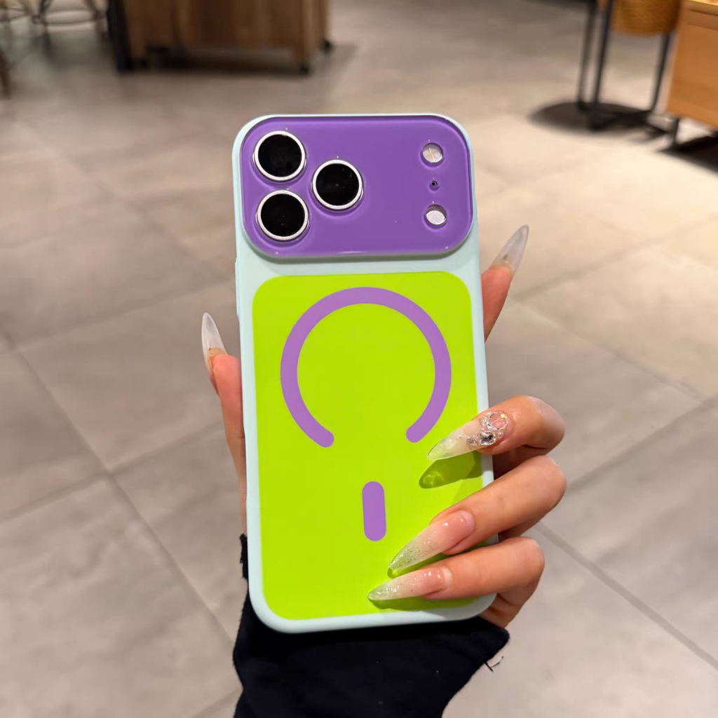 color blocking Hard case/Green เข้ากันได้กับ iPhone 11 pro max 12 pro max 13 pro max 14 pro max 15 pro max 16 pro max 17 pro max Cover