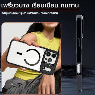 OSGEER เคสแม่เหล็กใสสําหรับ iPhone 17 16 15 14 13 12 11Hidden หมุนได้ขาตั้งเลนส์กล้อง,ฝาครอบกันกระแทกหล่นหนัก,ป้องกันลายนิ้วมือฝาหลังใส