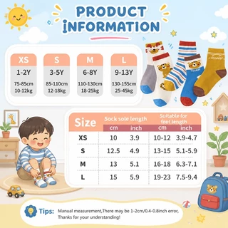 【ส่งด่วน】🧦 ถุงเท้าเด็กผู้ชาย 5 คู่ ผ้าฝ้ายนุ่ม ลายสัตว์น่ารัก ระบายอากาศ ใส่ประจำวัน