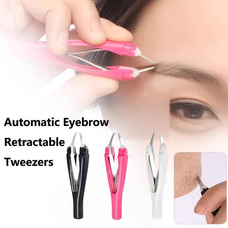Ons สแตนเลสอัตโนมัติ Retractable Eyebrow Tweezer Face & Beard เครื่องมือกําจัดขนที่