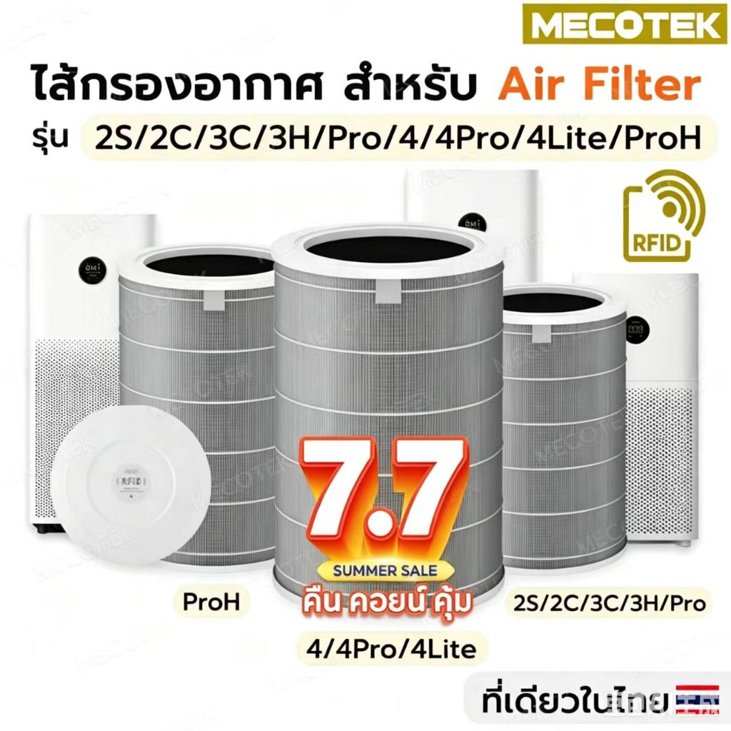 【สินค้าพร้อมส่ง】โปร7•7🎁สีเทาhepa H13(มี RFID)สำหรับ Xiaomi Mi Air Purifier Filter รุ่น 2S/2H/3C/Pro/ Xiaomi 4/ 4lite ไส้กรองเสี่ยวหมี่