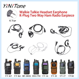2-Pin ชุดหูฟัง Mic Walkie Talkie Head Mount หูฟังความปลอดภัยสายไฟสําหรับ UV-5R UV-5RE UV-6R BF-888S Kenwood Two Way วิทยุชุดหูฟัง