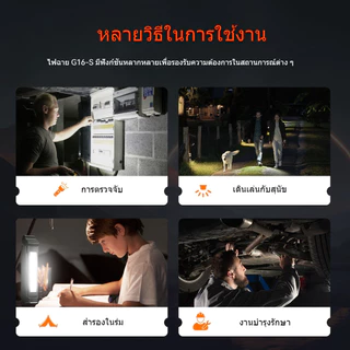 ไฟฉาย LED SUPERFIRE G16-S โคมไฟงาน COB ชาร์จ USB แม่เหล็ก แบตเตอรี่ในตัว พับได้ หลายฟังก์ชัน สำหรับงานซ่อม