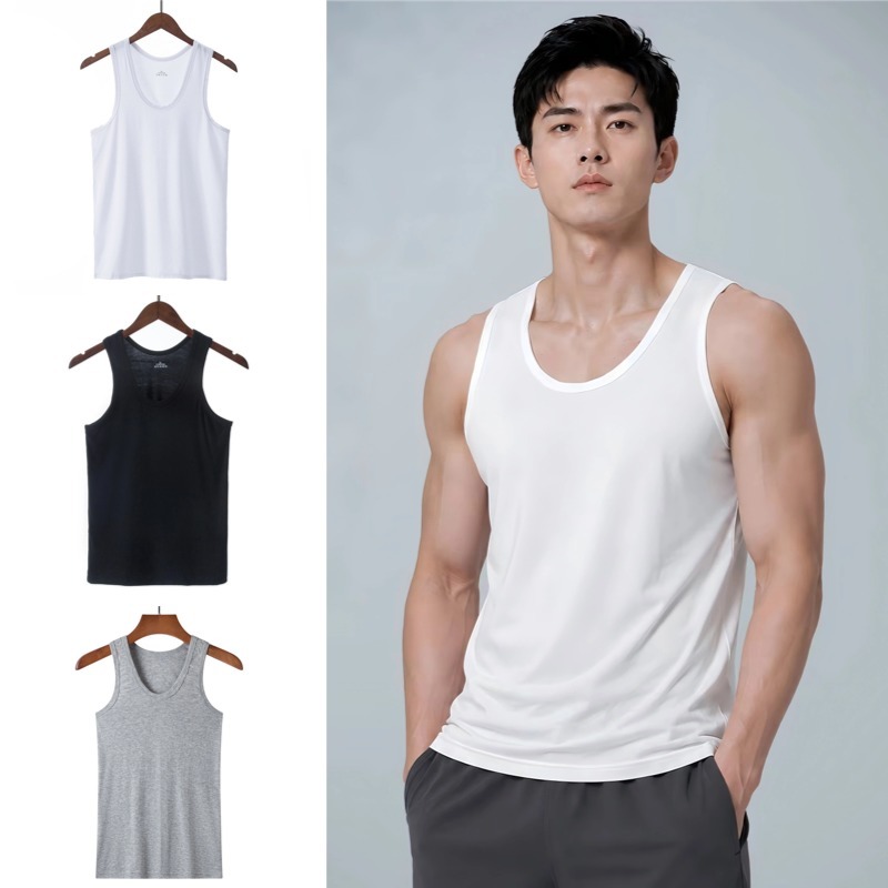 เสื้อกั๊กผู้ชายบางฤดูร้อนเย็นระบายอากาศเสื้อแขนกุดสบายๆ