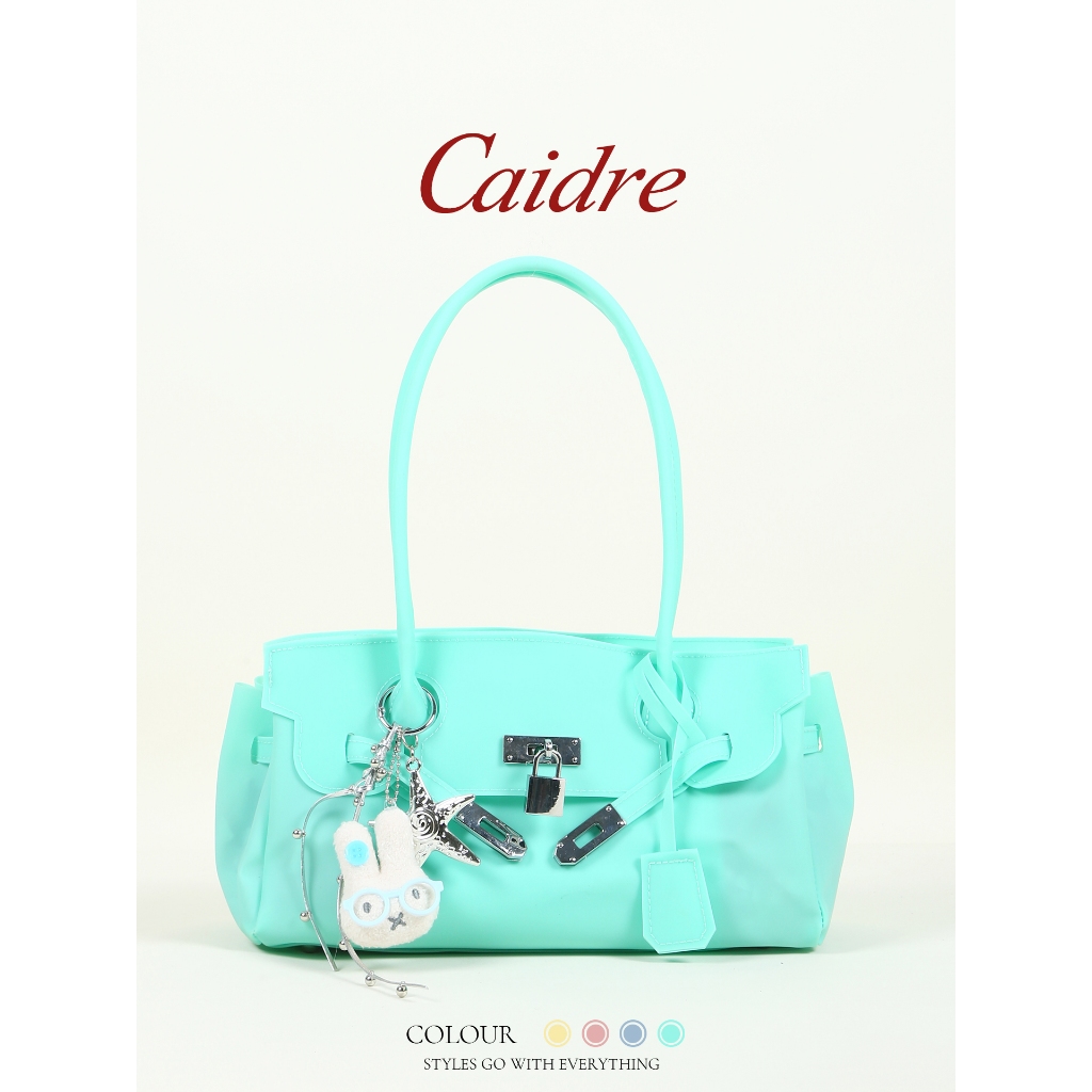 Caidre กระเป๋าเยลลี่สไตล์เกาหลีกระเป๋าโท้ทหญิงสะพายไหล่แบบพกพารักแร้กระเป๋า