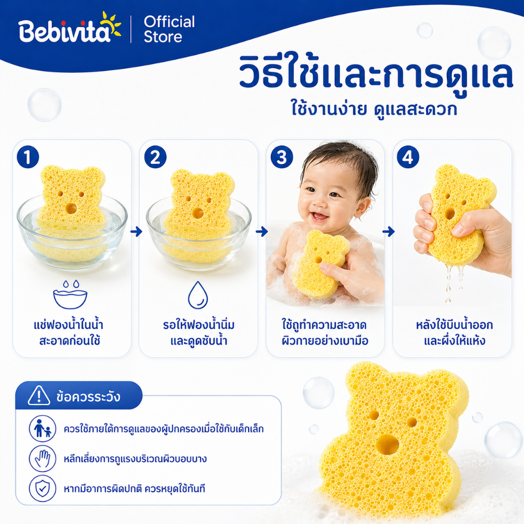 ฟองน้ำอาบน้ำเด็กอ่อน แปรงอาบน้ำ เครื่องขัดผิวอ่อนโยน รูปที่ 4