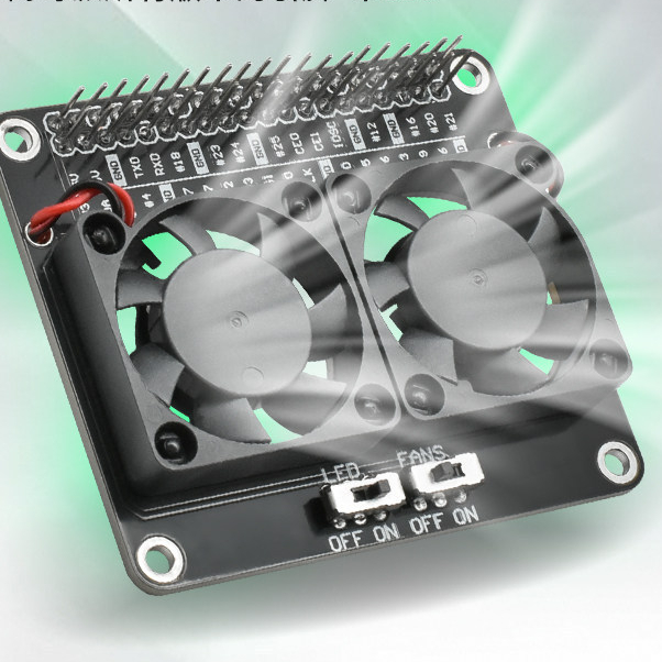 เหมาะสําหรับใช้งานร่วมกับ Raspberry Pi 4B RaspberryPi Cooling Dual Fan บอร์ดขยายพร้อมไฟ LED Glare