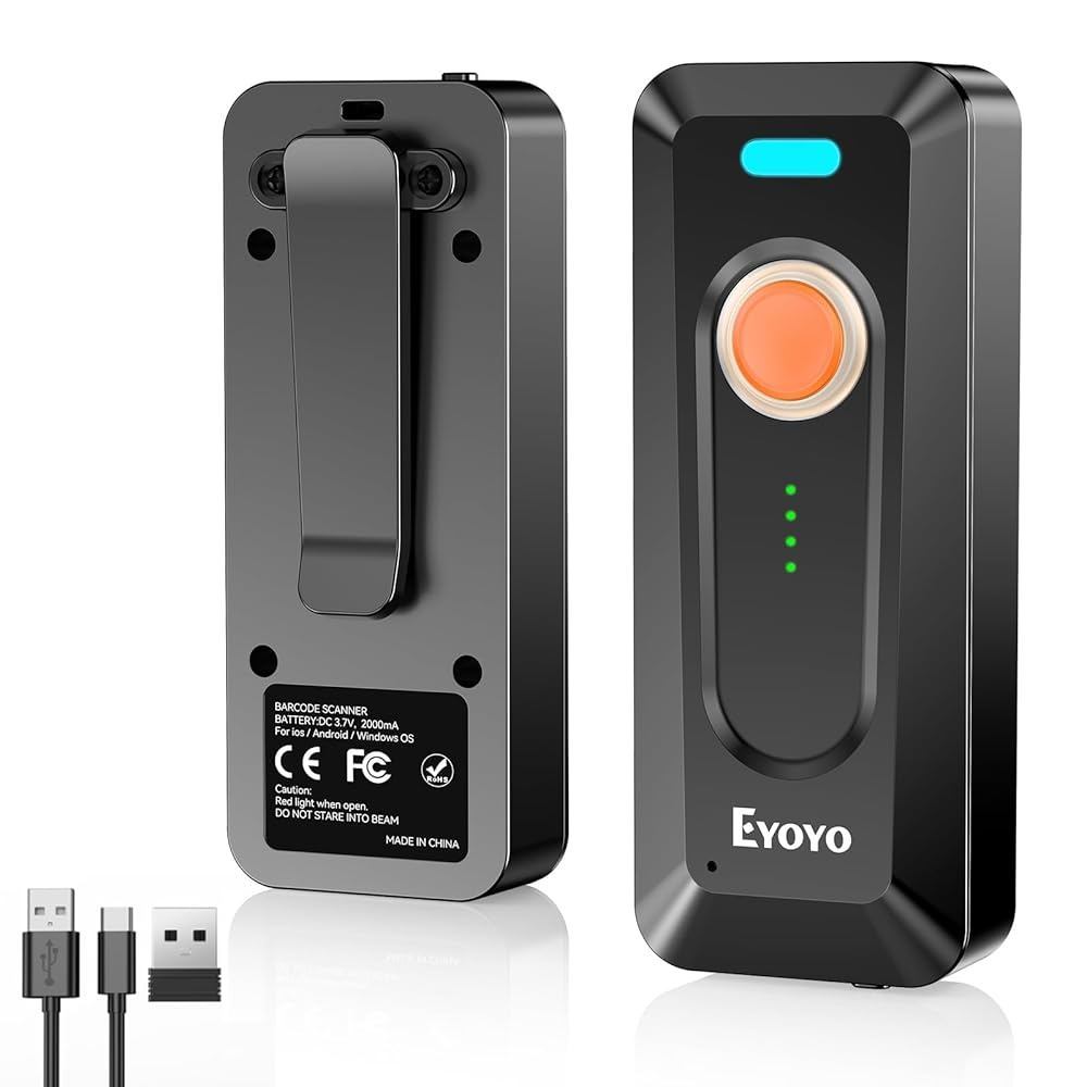 Eyoyo Portable Mini 1D 2D Barcode Scanner ผ่านบลูทูธ 2.4G ไร้สาย USB แบบมีสาย QR Code Reader การเชื่