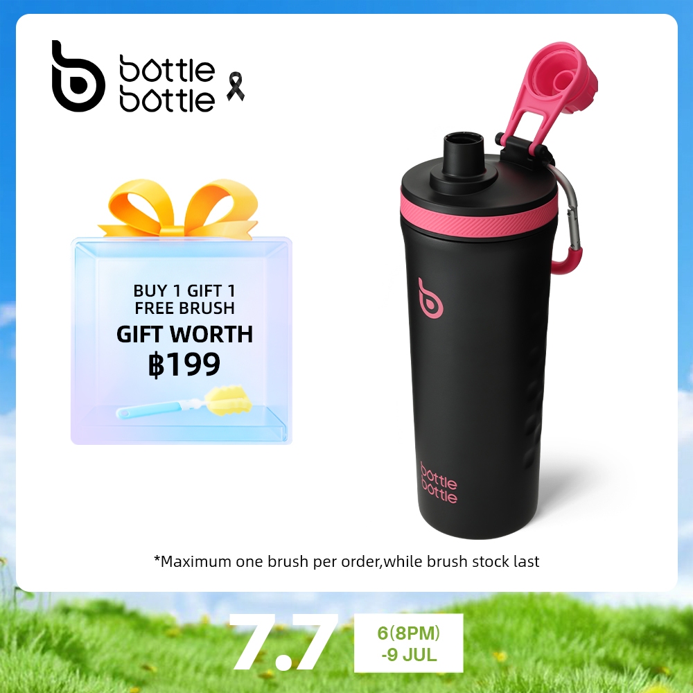 BOTTLE BOTTLE 750ml ขวดเชคเกอร์หุ้มฉนวน,ขวดน้ําสแตนเลสหุ้มฉนวนพร้อมลวดปัด, ขวดน้ําสแตนเลสแบบใช้ซ้ําได้, ขวดน้ํายิม