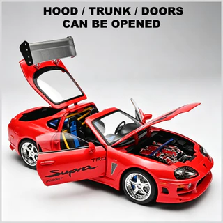 1:24 TOYOTA SUPRA Diecast รุ่นโลหะผสมของเล่นรถเสียงแสงดึงกลับเด็กเด็กเพื่อนของขวัญ