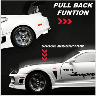 1:24 TOYOTA SUPRA Diecast รุ่นโลหะผสมของเล่นรถเสียงแสงดึงกลับเด็กเด็กเพื่อนของขวัญ