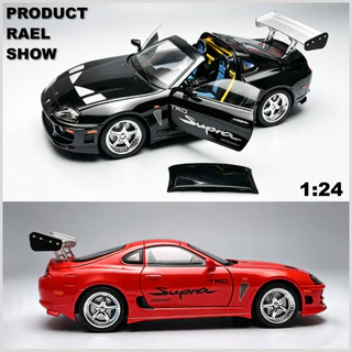 1:24 TOYOTA SUPRA Diecast รุ่นโลหะผสมของเล่นรถเสียงแสงดึงกลับเด็กเด็กเพื่อนของขวัญ