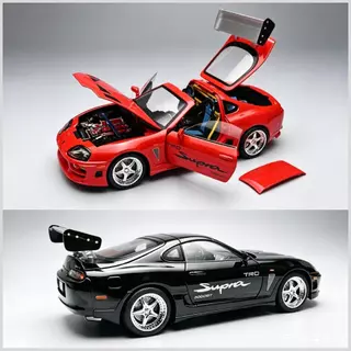 1:24 TOYOTA SUPRA Diecast รุ่นโลหะผสมของเล่นรถเสียงแสงดึงกลับเด็กเด็กเพื่อนของขวัญ
