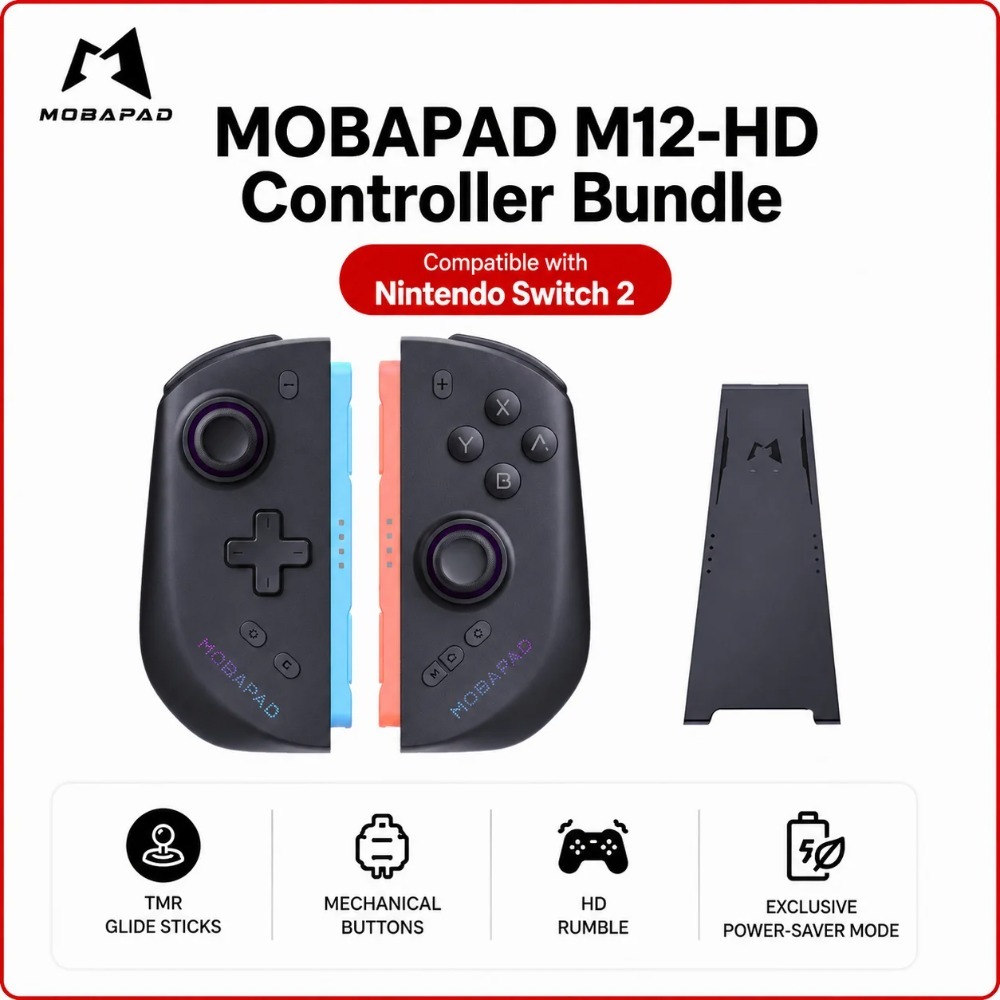 [ในสต็อก]สวิตช์ MOBAPAD M12HD 2 คอนโทรลเลอร์ Joy Con TMR จอยสติ๊กอากาศไม่มีดริฟท์ HD Rumble เกมแพดไร้สายสําหรับ Switch1/Switch2/PC/Ios/Android