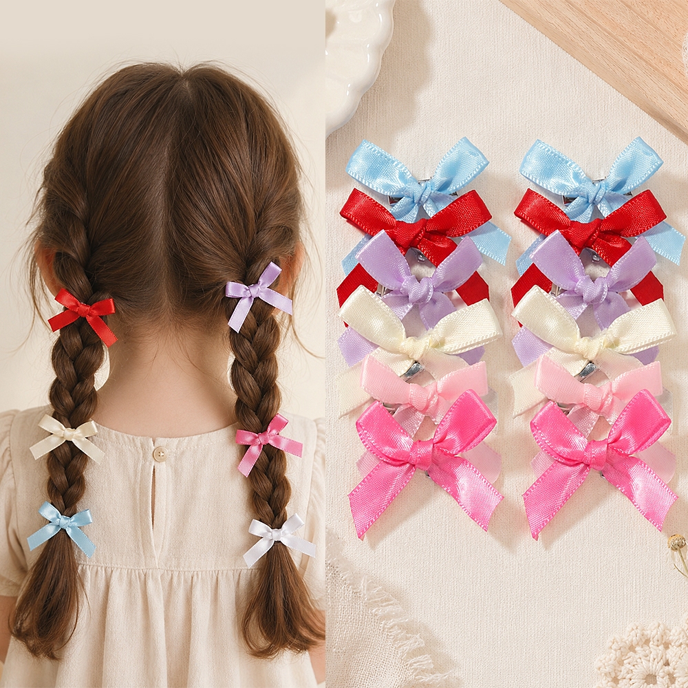 1ชุดขายส่งเด็กหวานสีทึบมินิกุทัณฑ์คลิปผมเด็กสาวบัลเล่ต์สไตล์ริบบิ้นถักอุปกรณ์ผม
