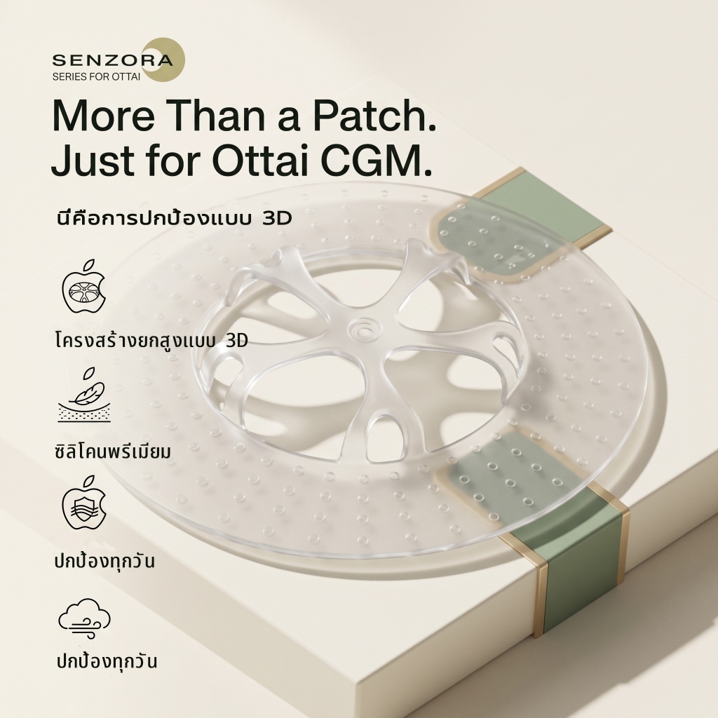 แผ่นแปะยึดเซ็นเซอร์ Ottai M8 สำหรับ CGM ซิลิโคน กันน้ำ กันเหงื่อ 10 ชิ้น