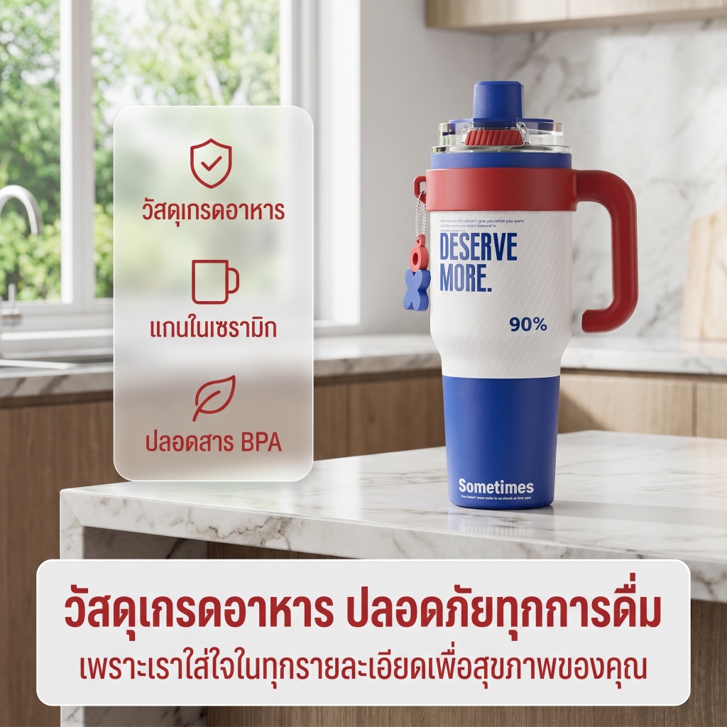 1250ml เซรามิกน้ำดีภายในฉนวนเหยือกฟางเหยือกน้ำชาแยกถ้วยความจุขนาดใหญ่ชายและหญิงเก็บความเย็นสำหรับรถยนต์แบบพกพากีฬากลางแจ้งสำนักงานขวดน้ำสูญญากาศ