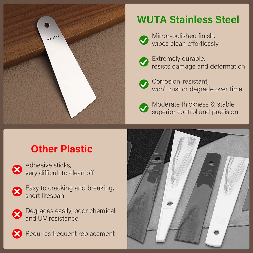 WUTA สแตนเลสสตีลกาว Spreader หนังขอบ Shaping เครื่องมือ Multi-functional Leathercraft DIY เครื่องมือ — صورة 4