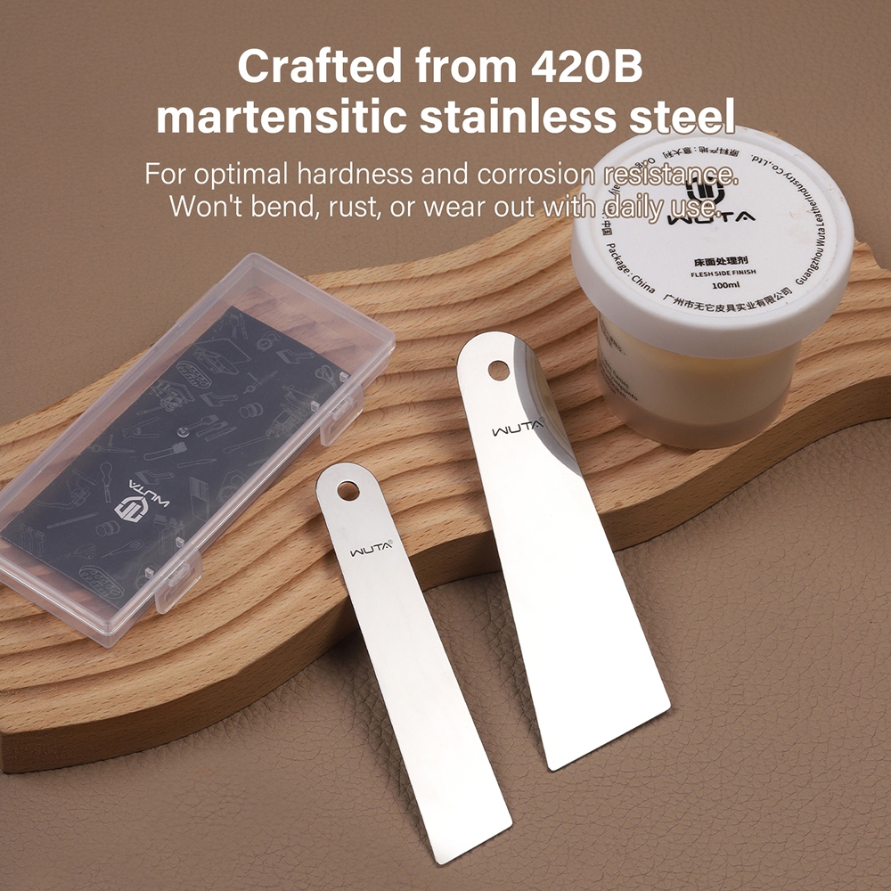 WUTA สแตนเลสสตีลกาว Spreader หนังขอบ Shaping เครื่องมือ Multi-functional Leathercraft DIY เครื่องมือ — صورة 3