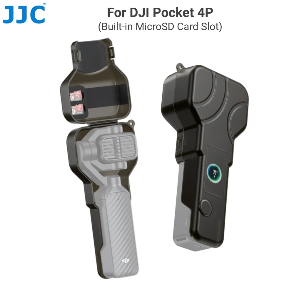 JJC Hard Case เคสแข็งป้องกันสําหรับ DJI Osmo Pocket 4P, ตัวป้องกันหน้าจอกิมบอล Camere พร้อมช่องเสียบการ์ด MicroSD 2 ช่อง