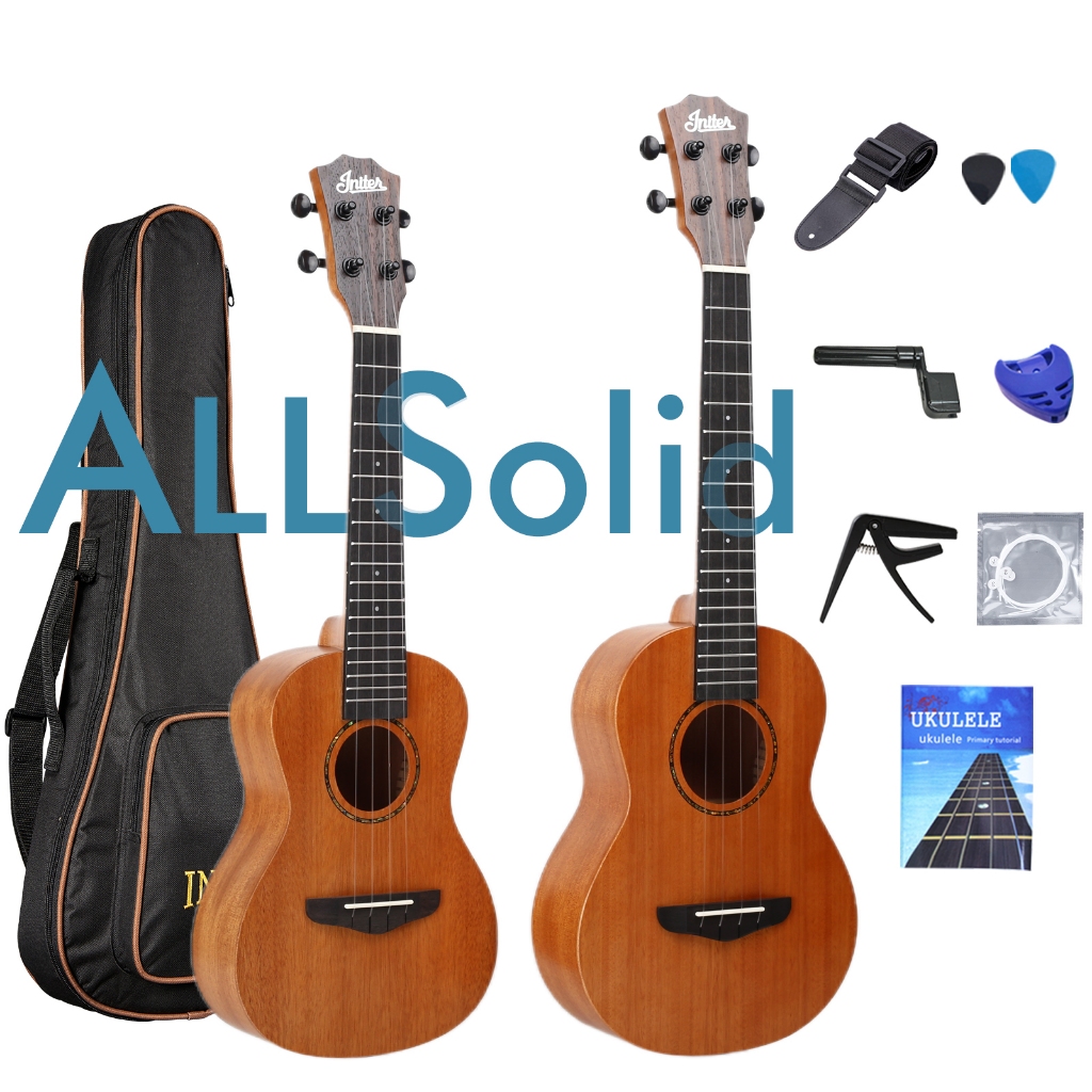 All solidINITER เสียงดี 23/26 นิ้ว Allsolid มะฮอกกานี ukulele คุณภาพสูงคอนเสิร์ต/Tenor ukele IUC810
