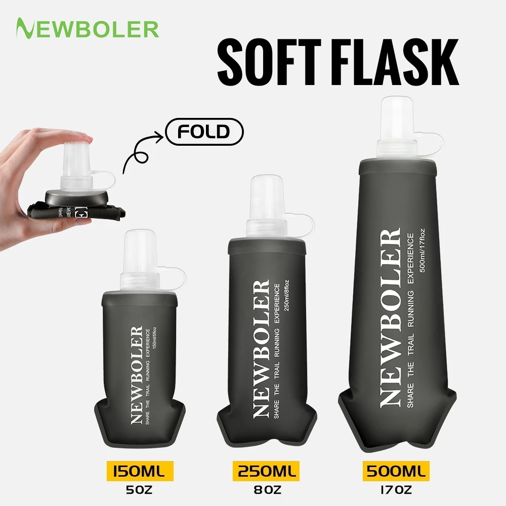 150ml 250ml 500ml ขวดน้ำกีฬาแบบพับได้ TPU ซิลิโคนพับขวดน้ําสําหรับกีฬากลางแจ้งมาราธอนวิ่งจ๊อกกิ้งฟิตเนสแบบพกพาขวดนุ่ม BPA ฟรี