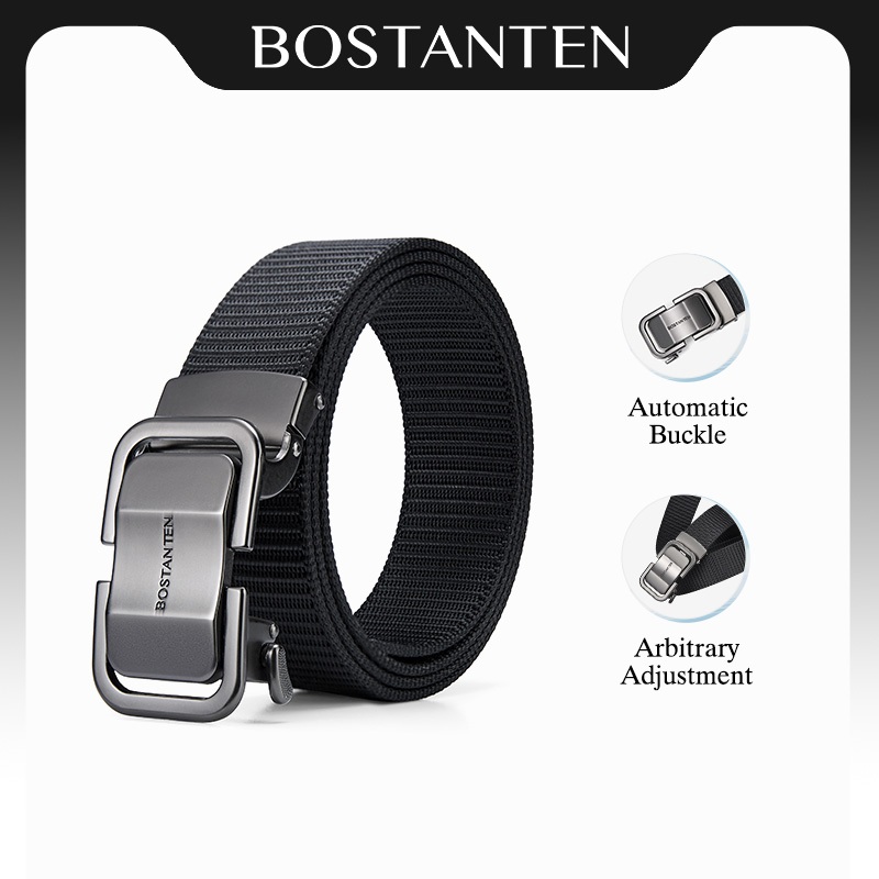 BOSTANTEN Kevin เข็มขัดผู้ชายหนังแท้ หัวล็อกอัตโนมัติ เข็มขัดธุรกิจ ดีไซน์พรีเมียม พร้อมกล่องของขวัญ